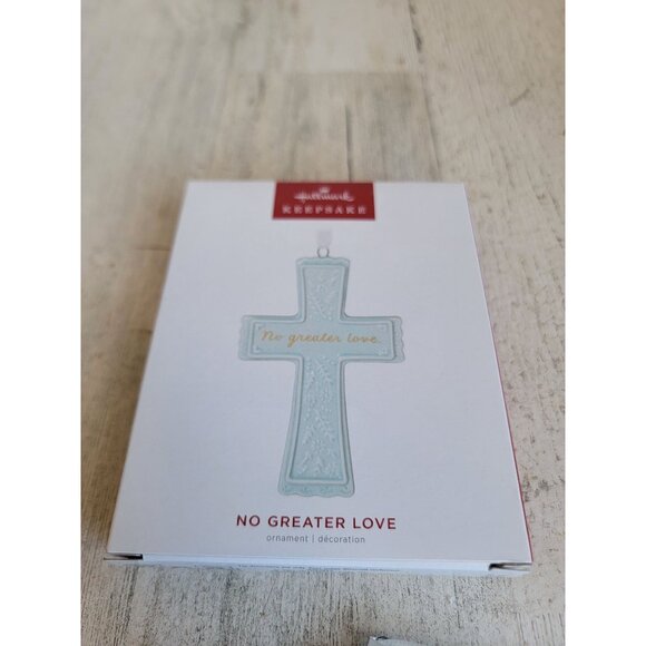 Hallmark No Greater Love Blue Cross ornament Xmas religious - Picture 6 of 6